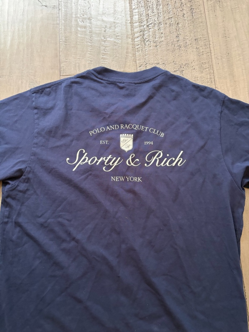 Sporty & Rich Navy Short-Sleeve Logo Tee